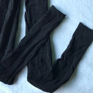 Black Fishnet Patterned Tights Open Foot